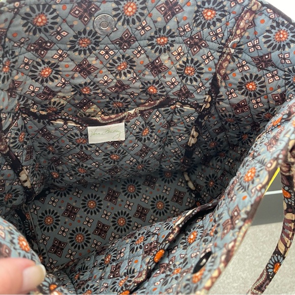 Vera Bradley Large Handbag Tote Shoulder Bag Floral Orange Brown Daisey - Picture 7 of 8